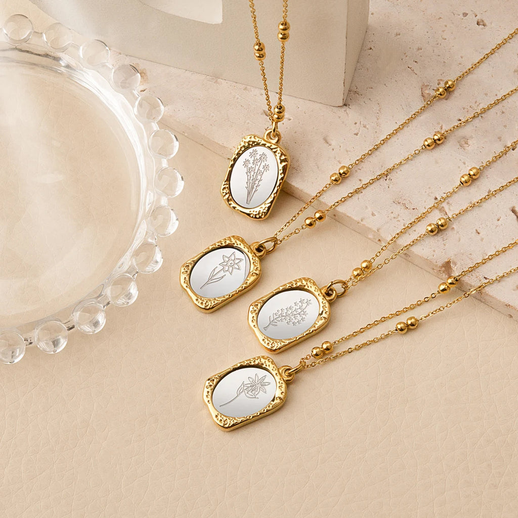 Gold Filled Birth Flower Necklace