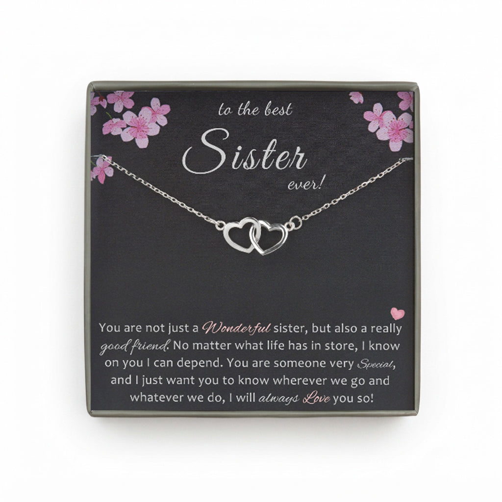 To the Best Sister Ever! Sterling Silver Heart Infinity Necklace Gift Set
