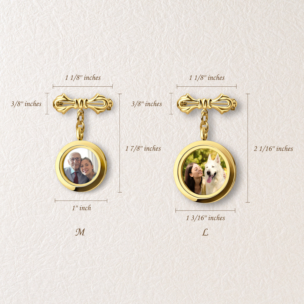 Glass Photo Locket Wedding Lapel Pin