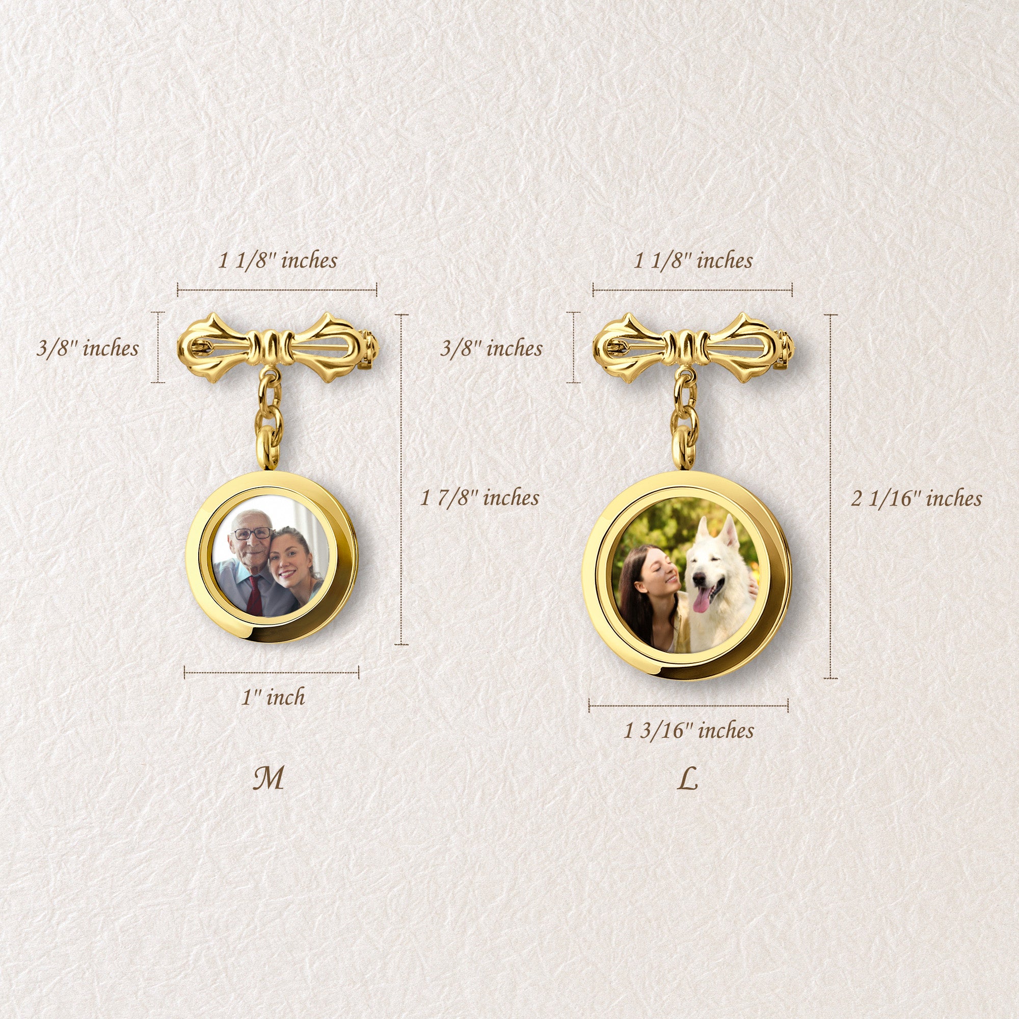 Glass Photo Locket Wedding Lapel Pin