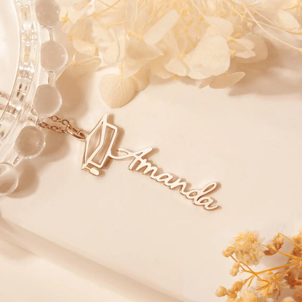 Custom Graduation Cap Name Necklace