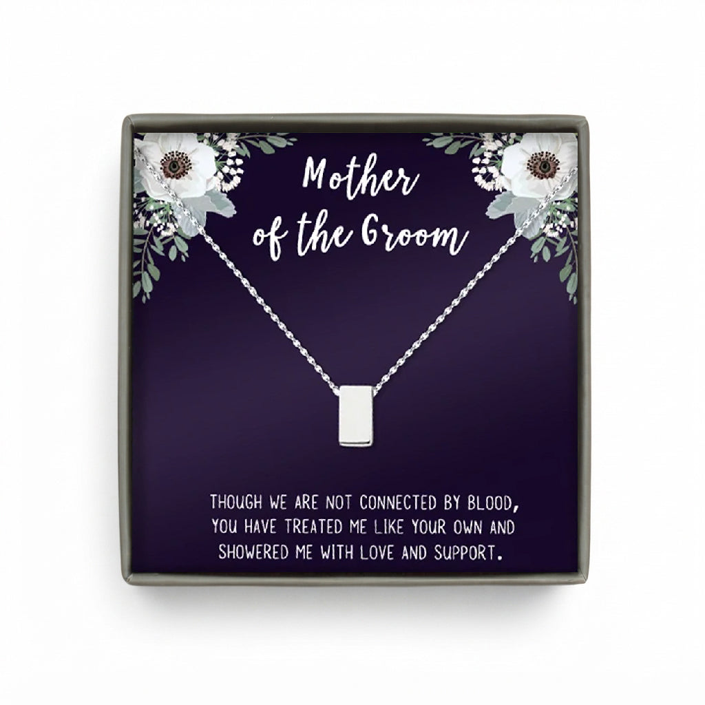 Mother of the Groom Card and Cube Necklace