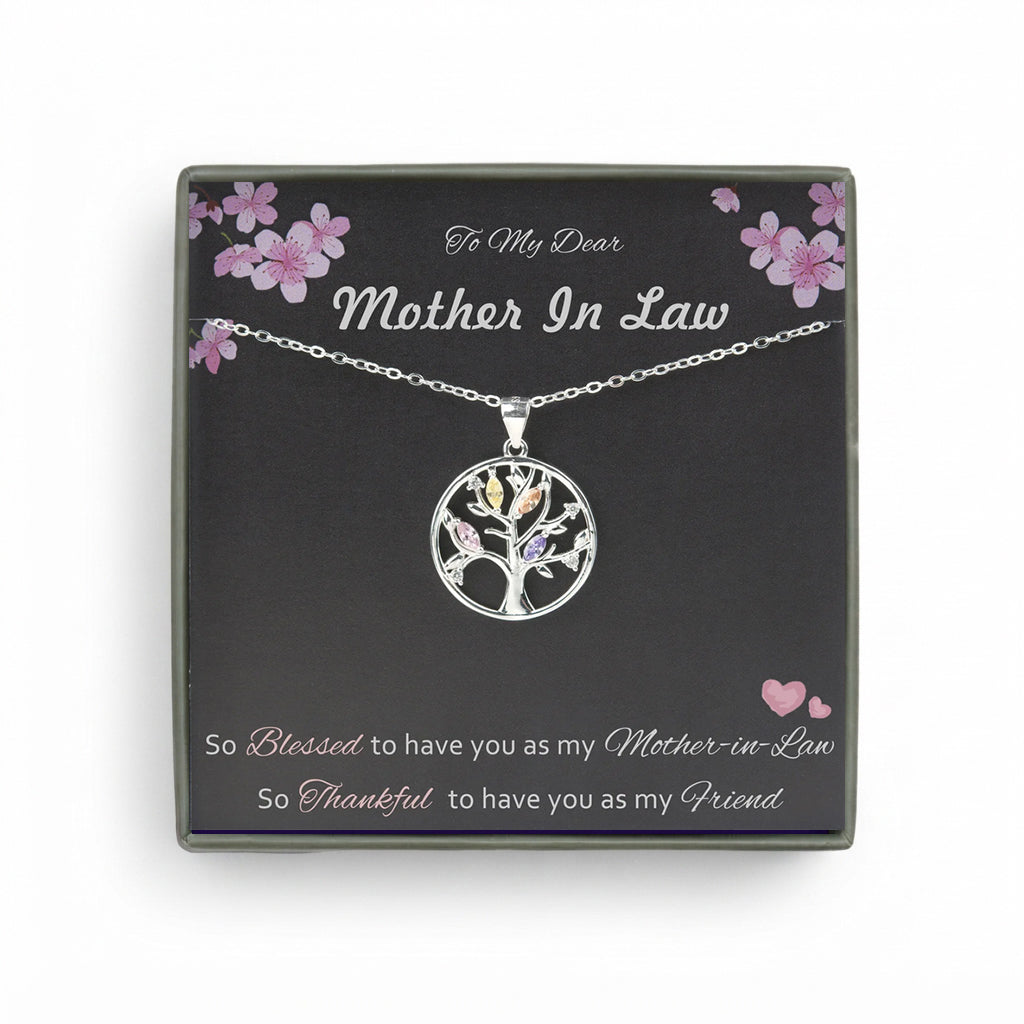 "To my Dear Mother in Law" Card and Crystal Tree of Life Necklace