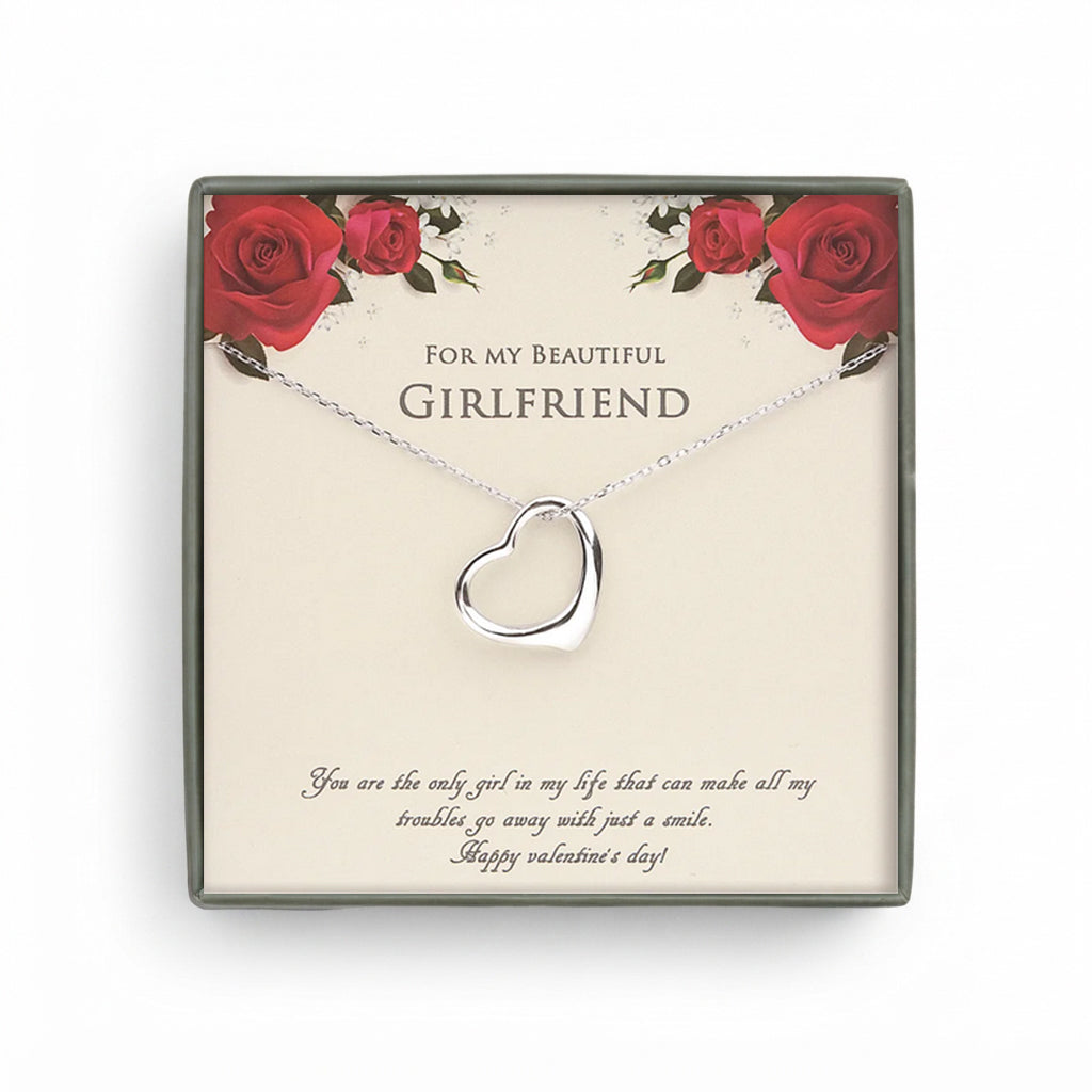 "For My Beautiful Girlfriend" Card and Dangling Heart