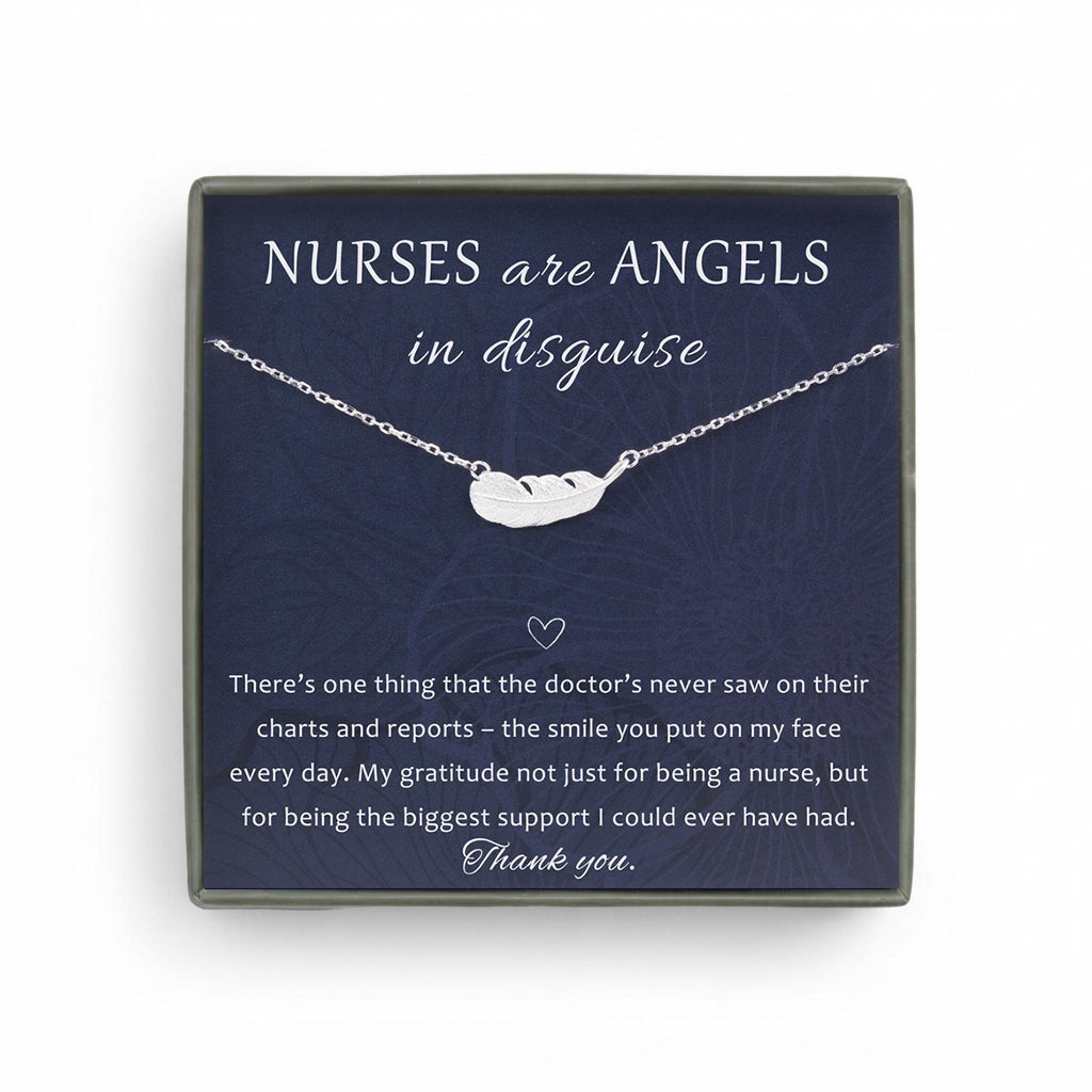 "Nurses are Angel" Card and Feather Necklace