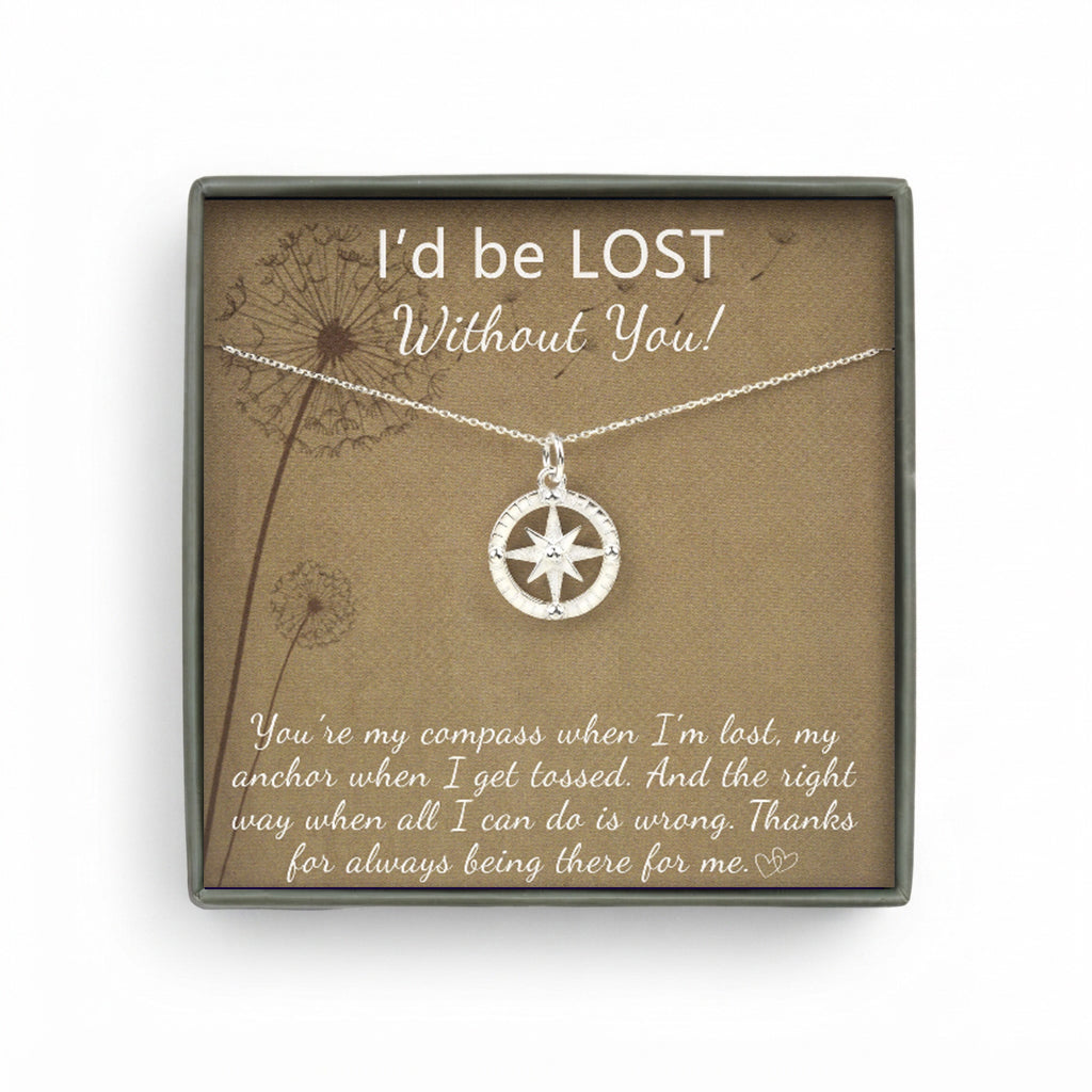 "I'd be LOST Without You!" Card and Compass Necklace