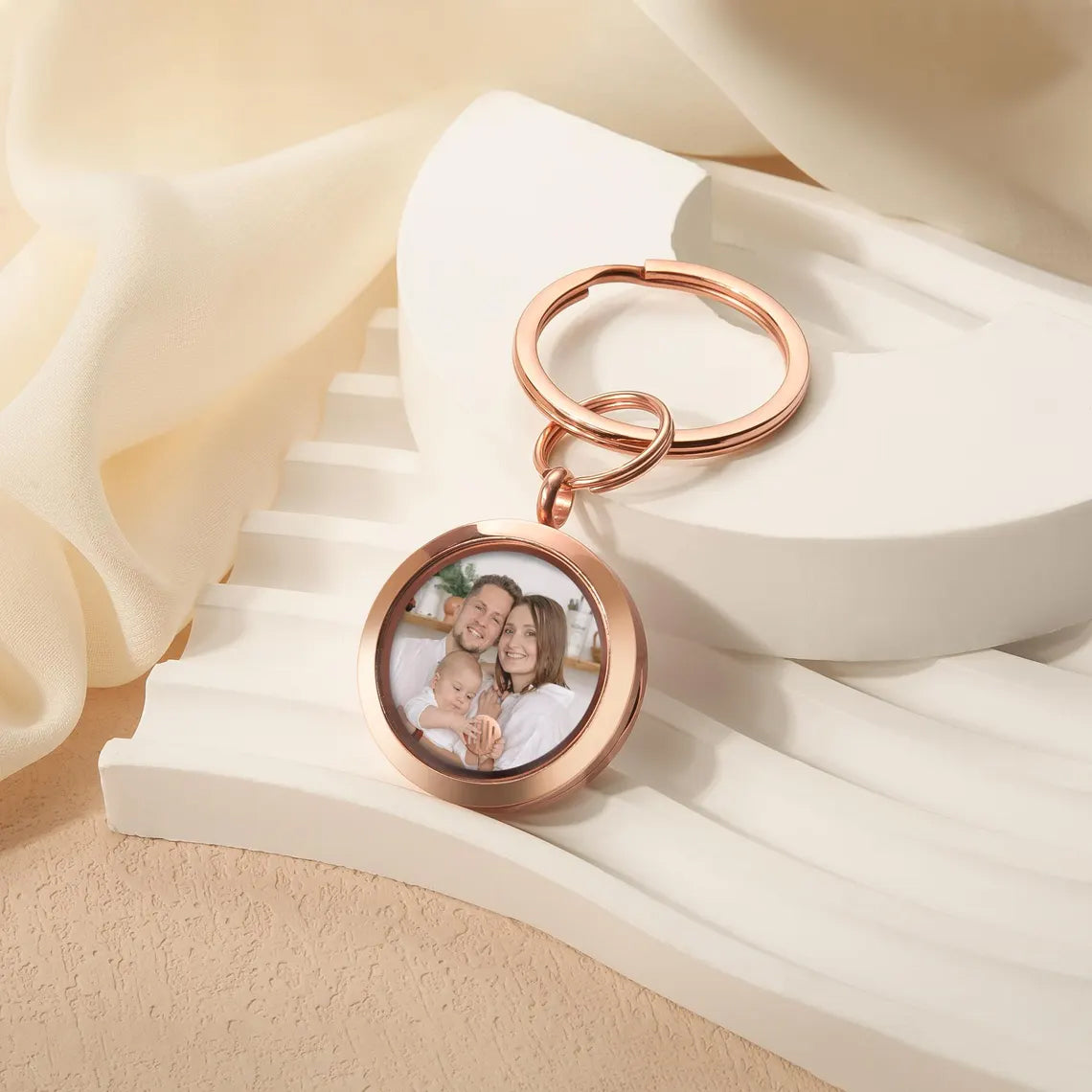Custom Picture Keyring with Message Photo Locket Key Chain