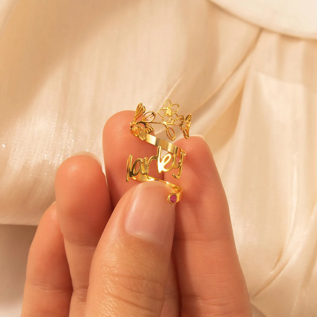 Custom Stethoscope Name Tag with Birth Flower with Birthstone