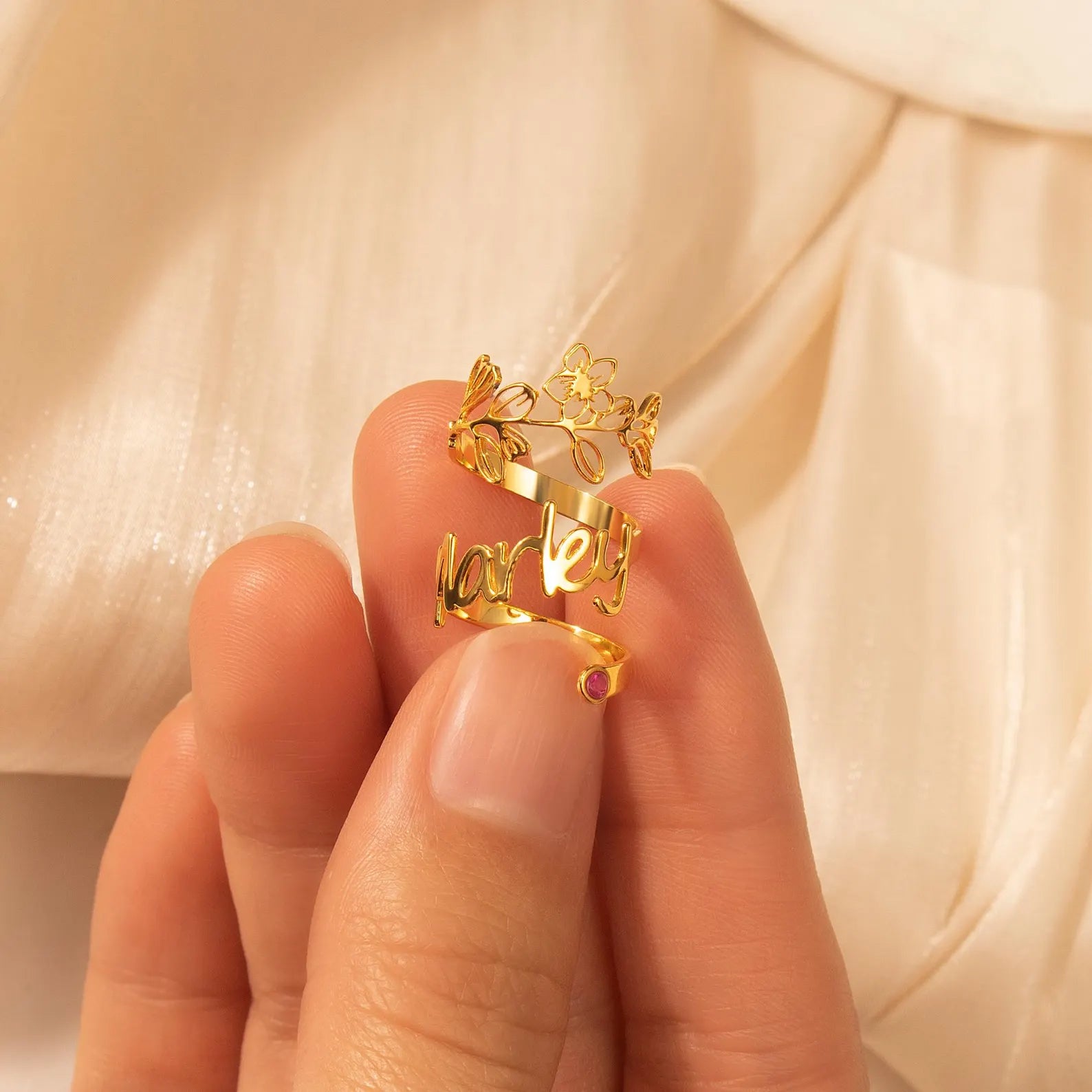 Custom Stethoscope Name Tag with Birth Flower with Birthstone