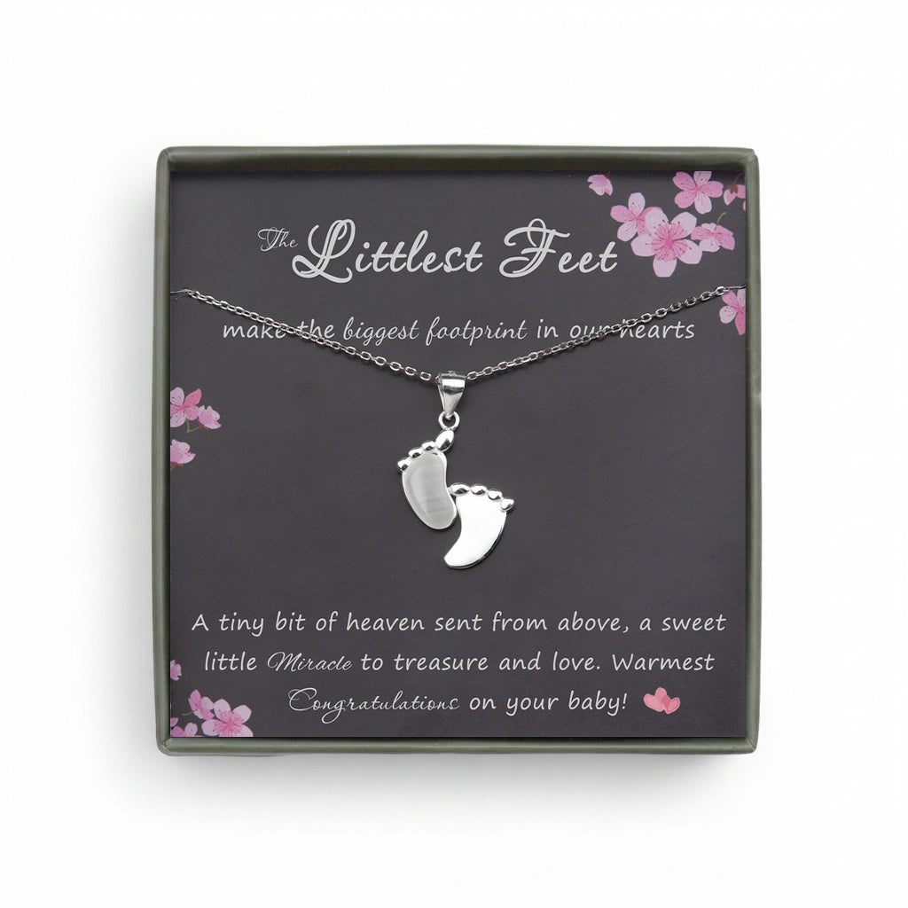 The Littlest Feet Card and Sterling Silver Necklace