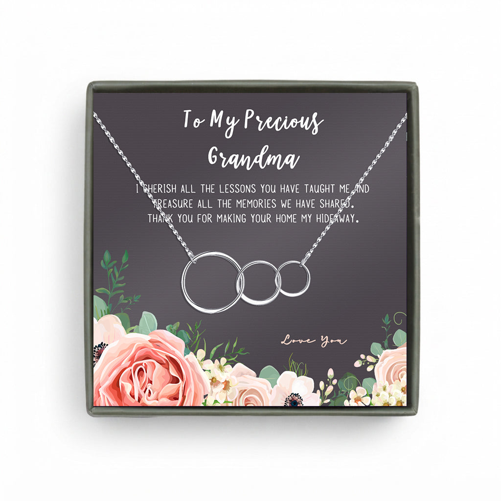 To My Precious Grandma Triple Infinity Necklace Gift Set