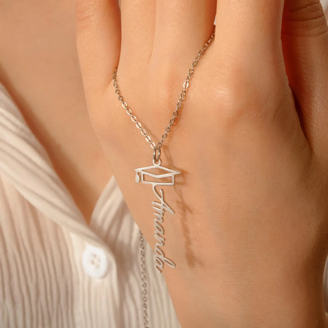 Custom Graduation Cap Name Necklace