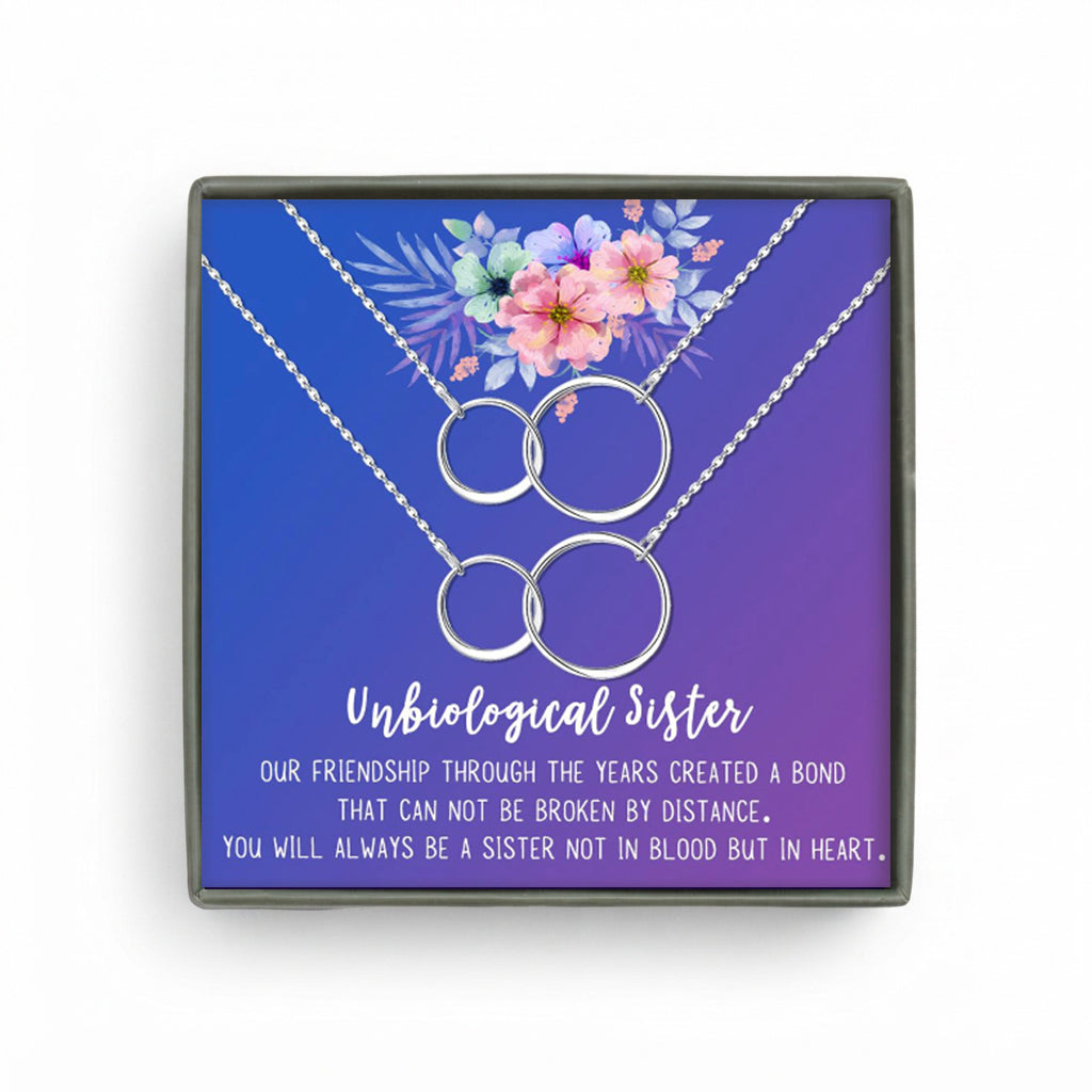Unbiological Sister Necklace Christmas Gift Set for 2, Best Friend Christmas Gift to Say Thank You