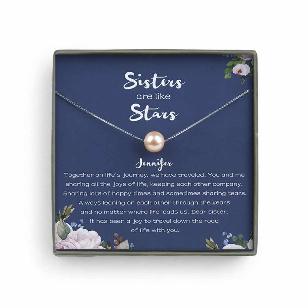 "Sisters are like Stars" Card and Pearl Necklace