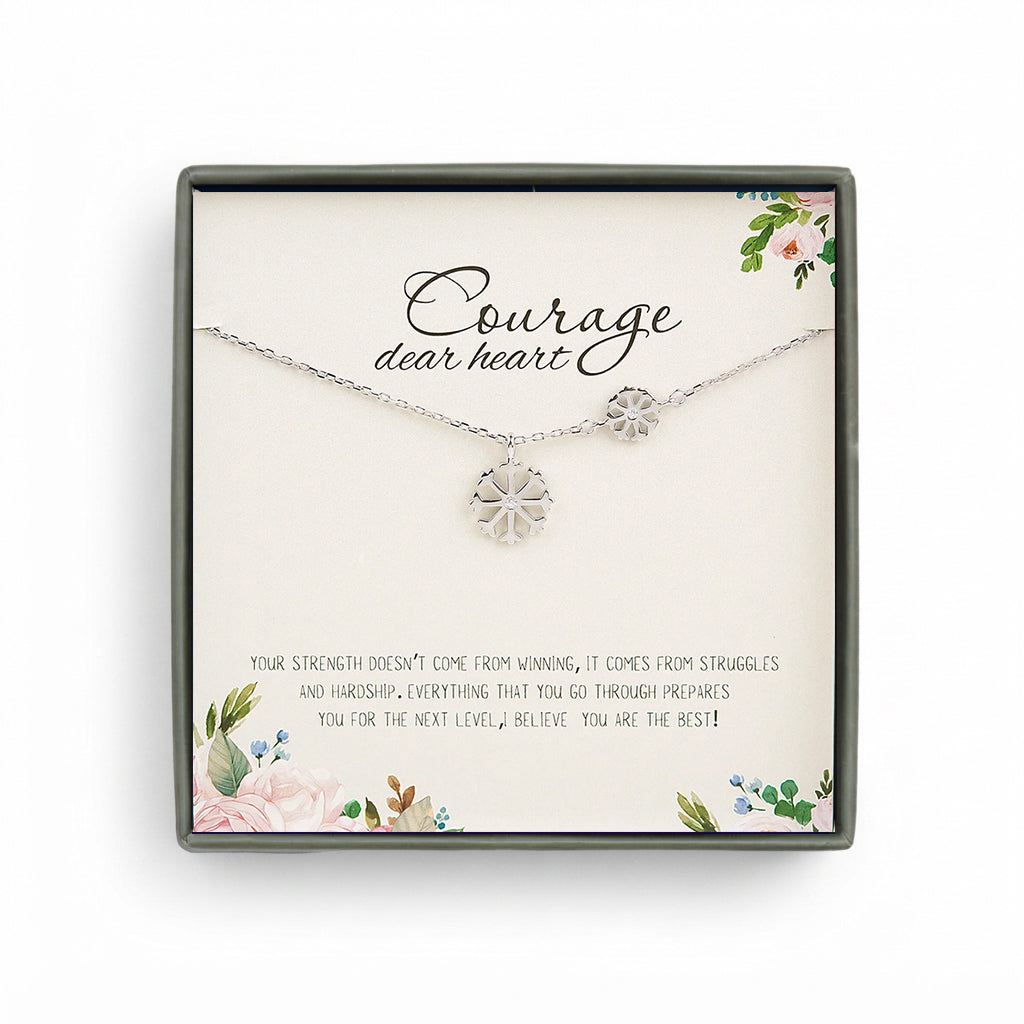 "Courage Dear Heart" Card and Snowflake Necklace