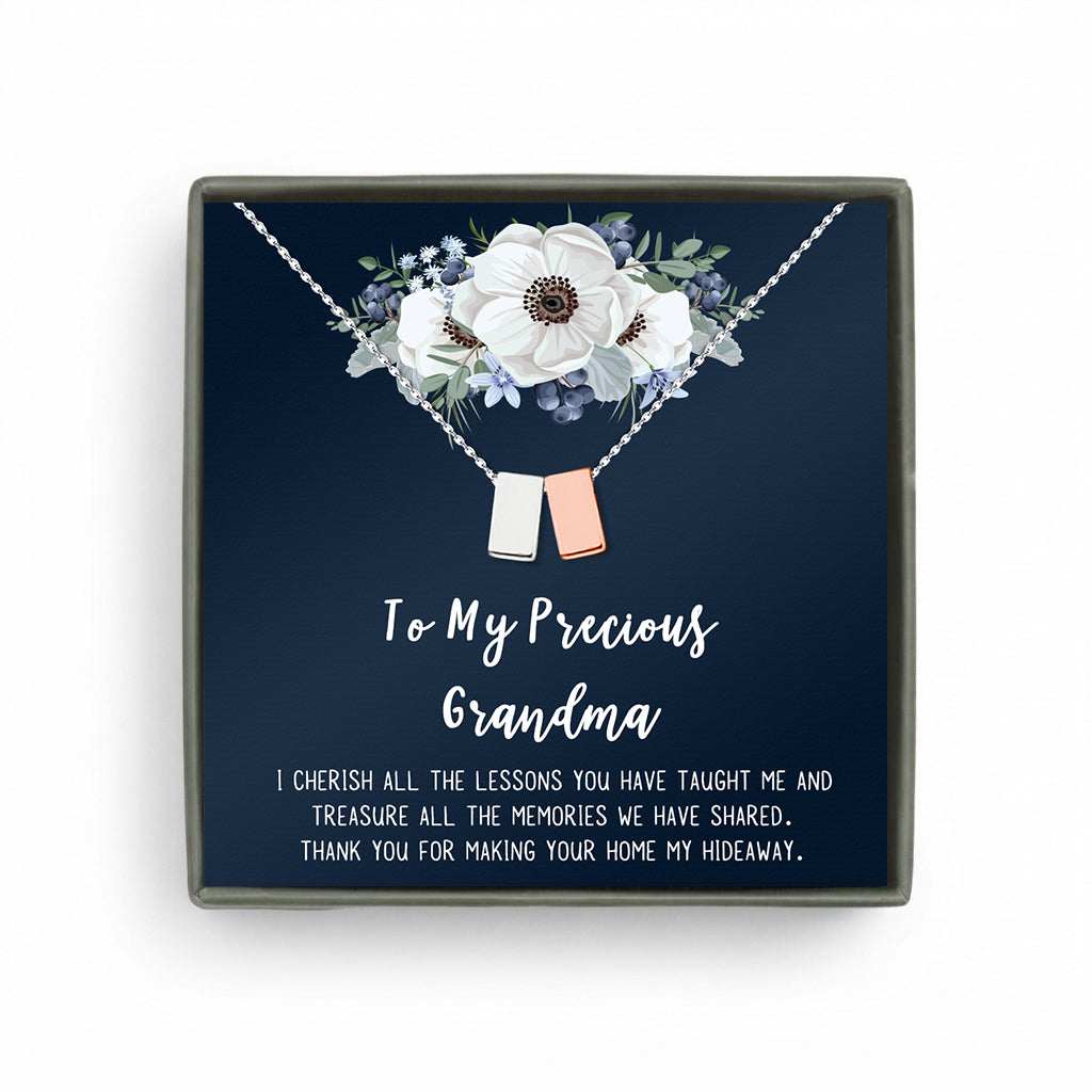 To My Precious Grandma 2 Cube  Necklace Gift Set