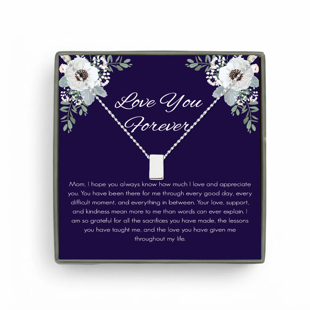 Custom Cube Necklace with Purple Floral Card Necklace