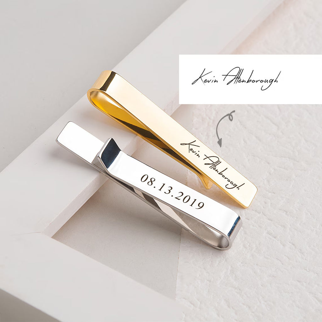 Custom Handwriting Engraved Tie Clip