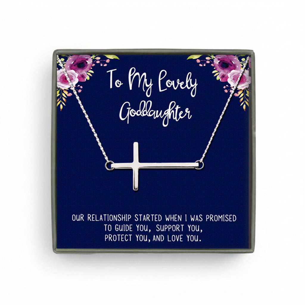 "To My Lovely Goddaughter" Card and Cross Necklace