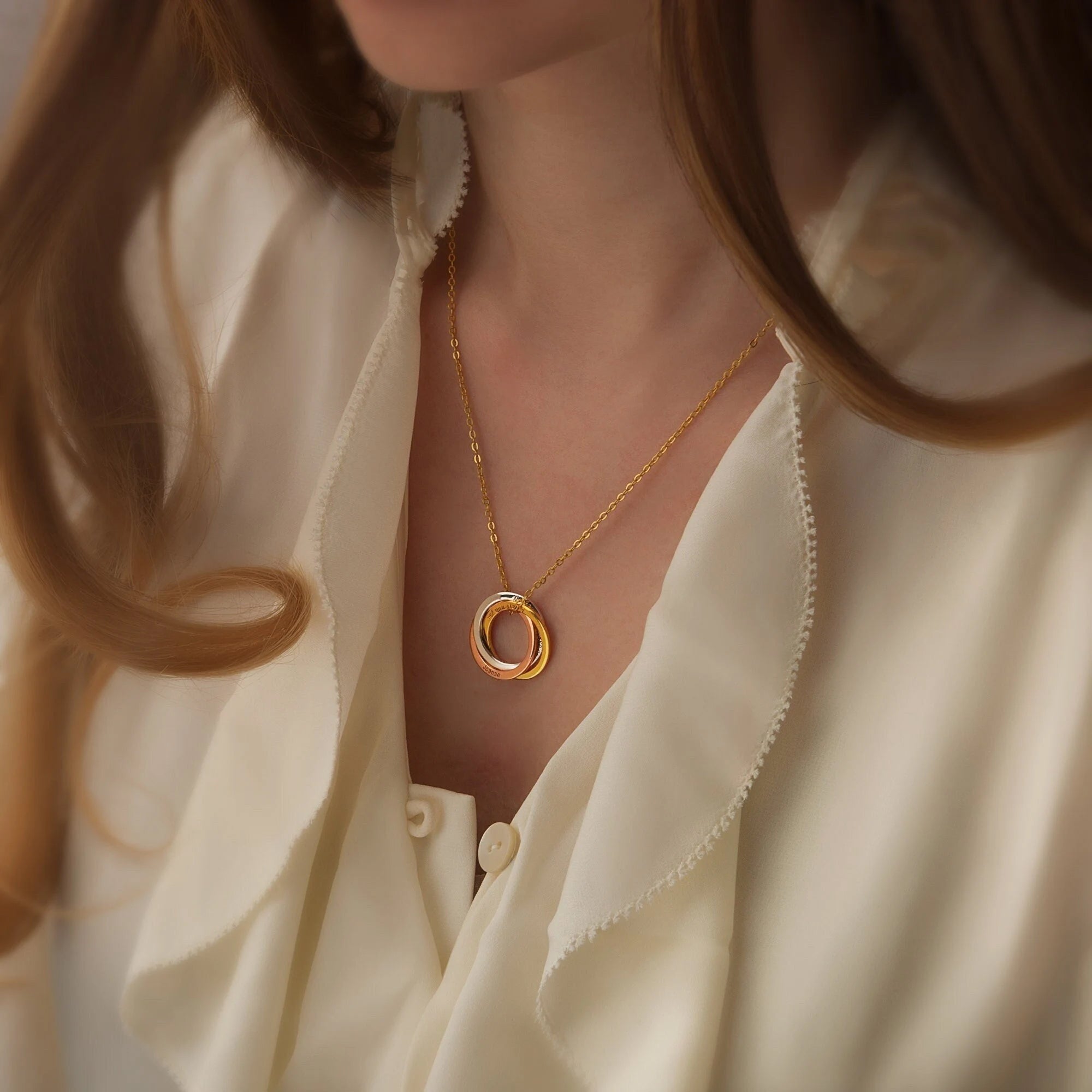 Multi-Color Rings Sterling Silver Necklace