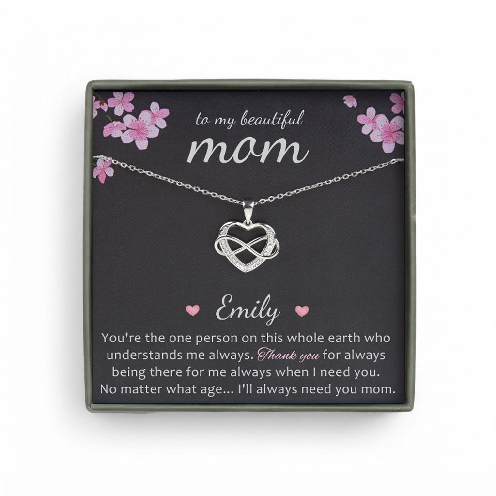 To my Beautiful Mom Card and Infinity Heart Necklace