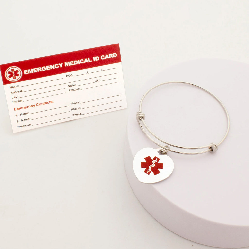 Heart Medical ID Alert Adjustable Bracelet