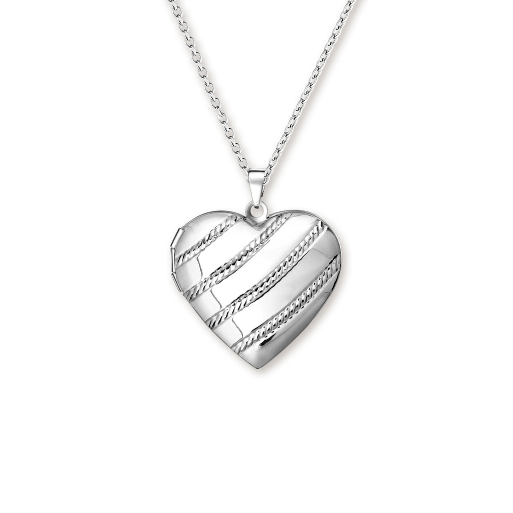 Stripes Heart Photo Locket
