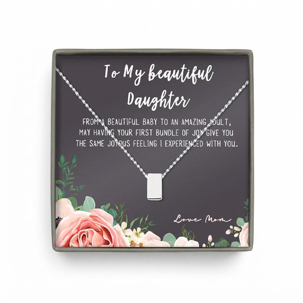To My Beautiful Daughter Cube Necklace Gift Set