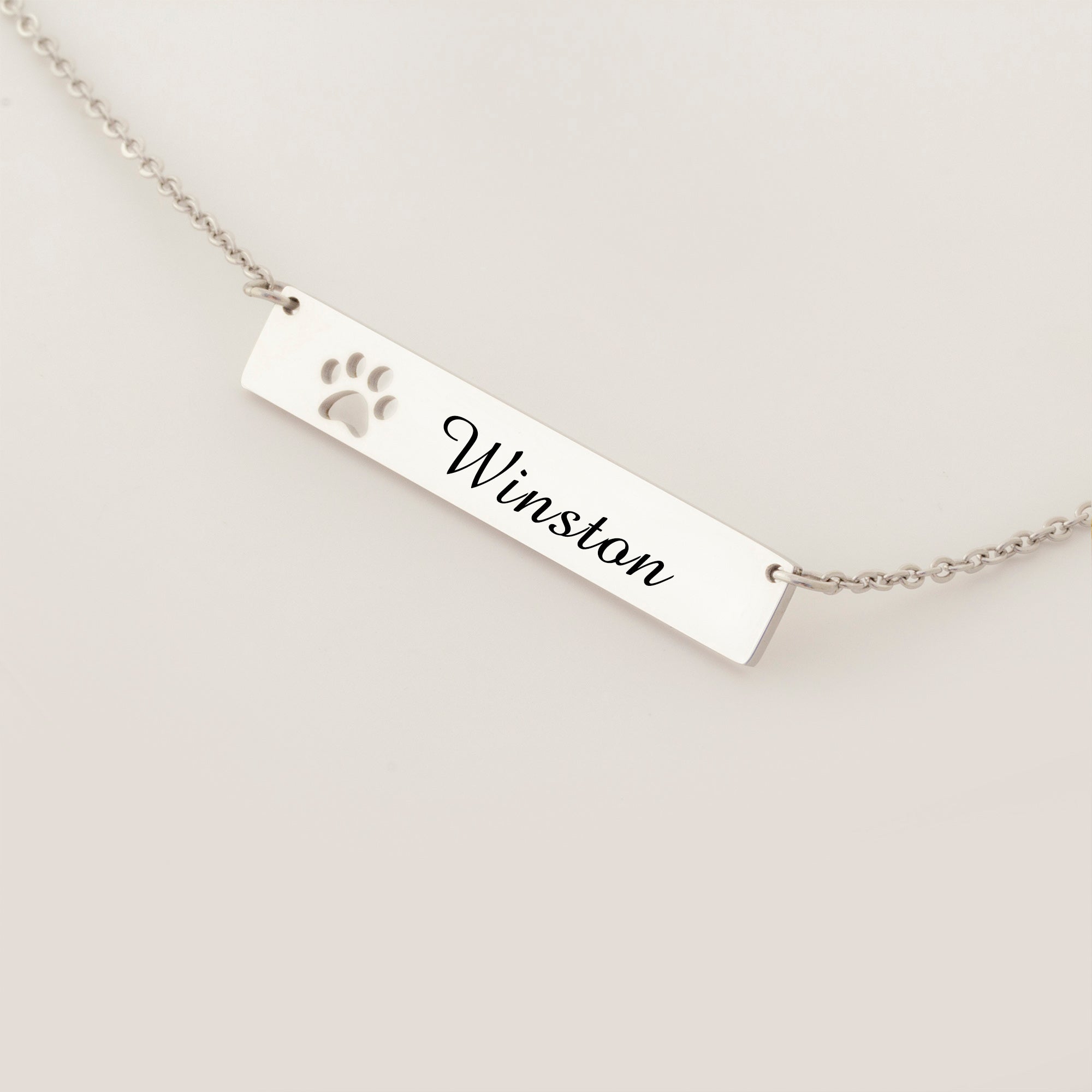 Custom Paw Print Cut-Out Bar Necklace