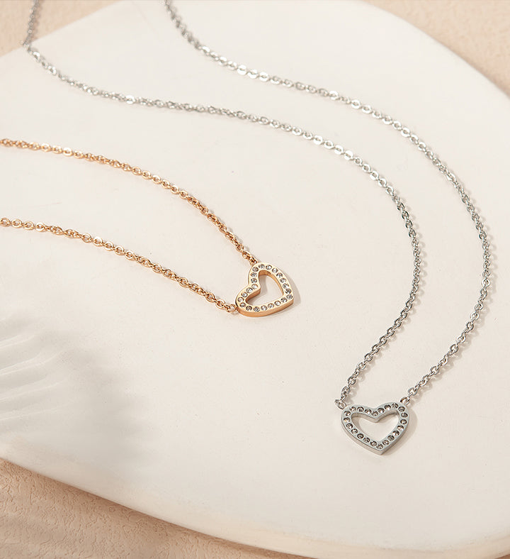 Custom Heart Necklace with Red Christmas Card Necklace