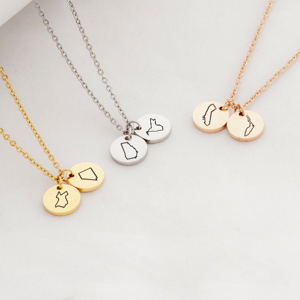 Long Distance State Mini Charm Necklace