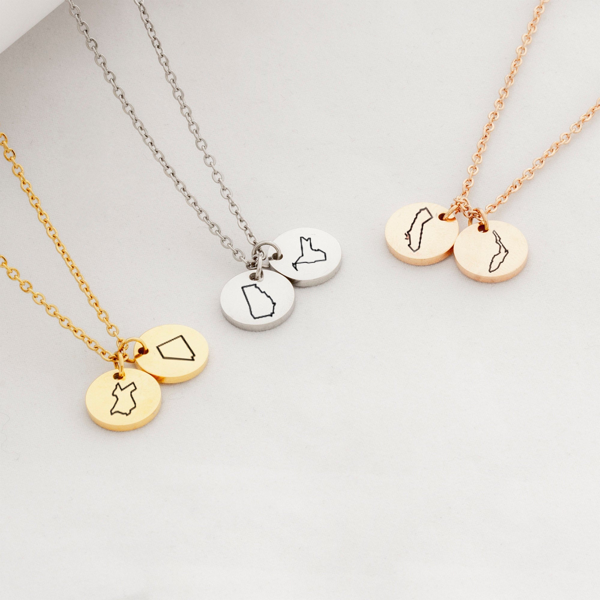 Long Distance State Mini Charm Necklace