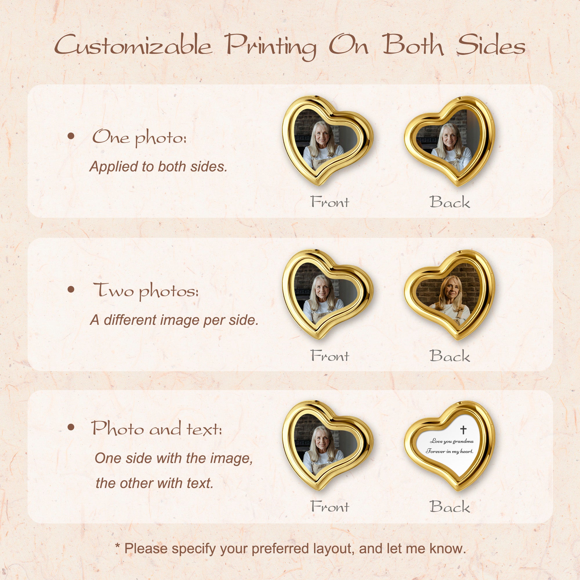 Glass Sideways Heart Photo Locket Brooch Pin