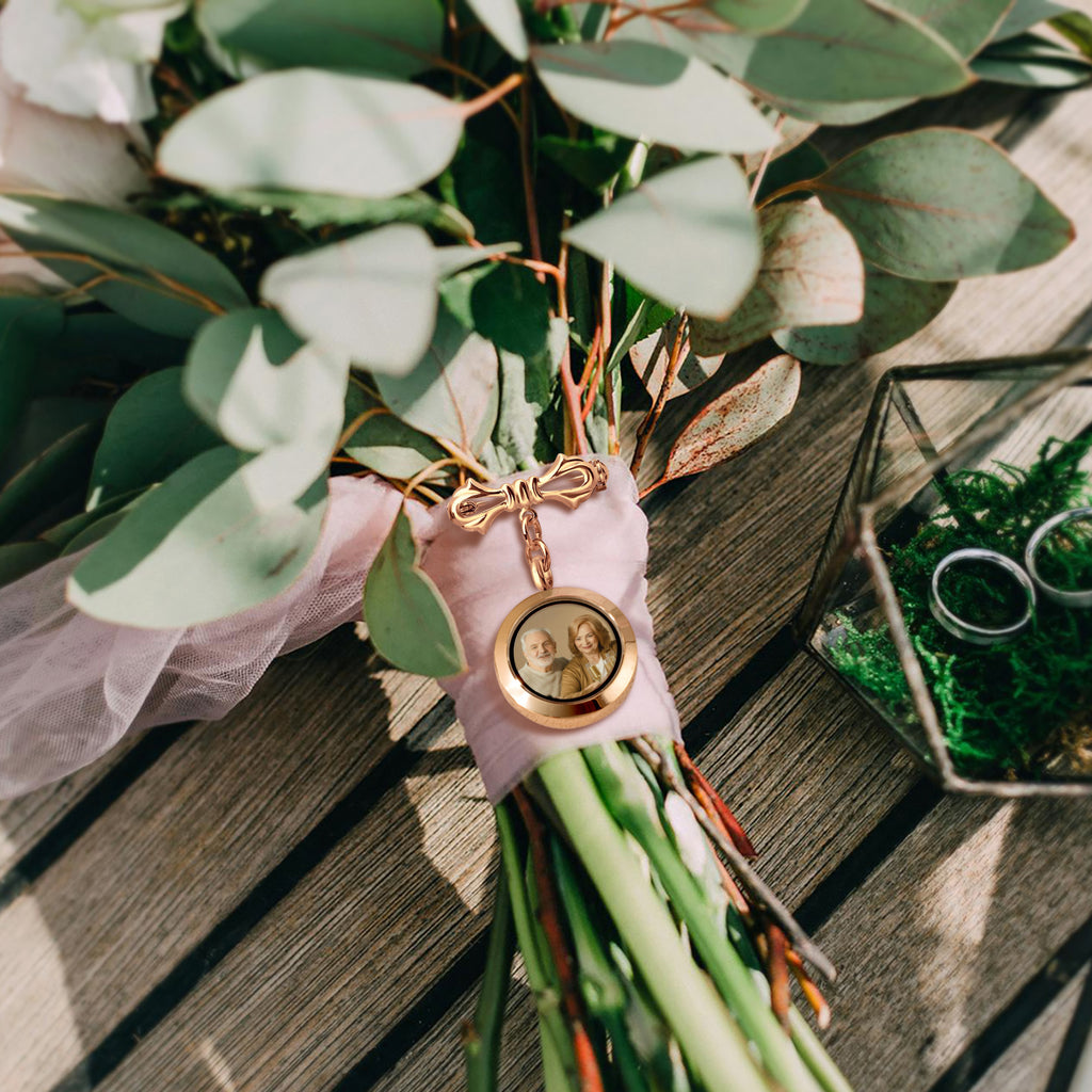 Glass Photo Locket Wedding Lapel Pin