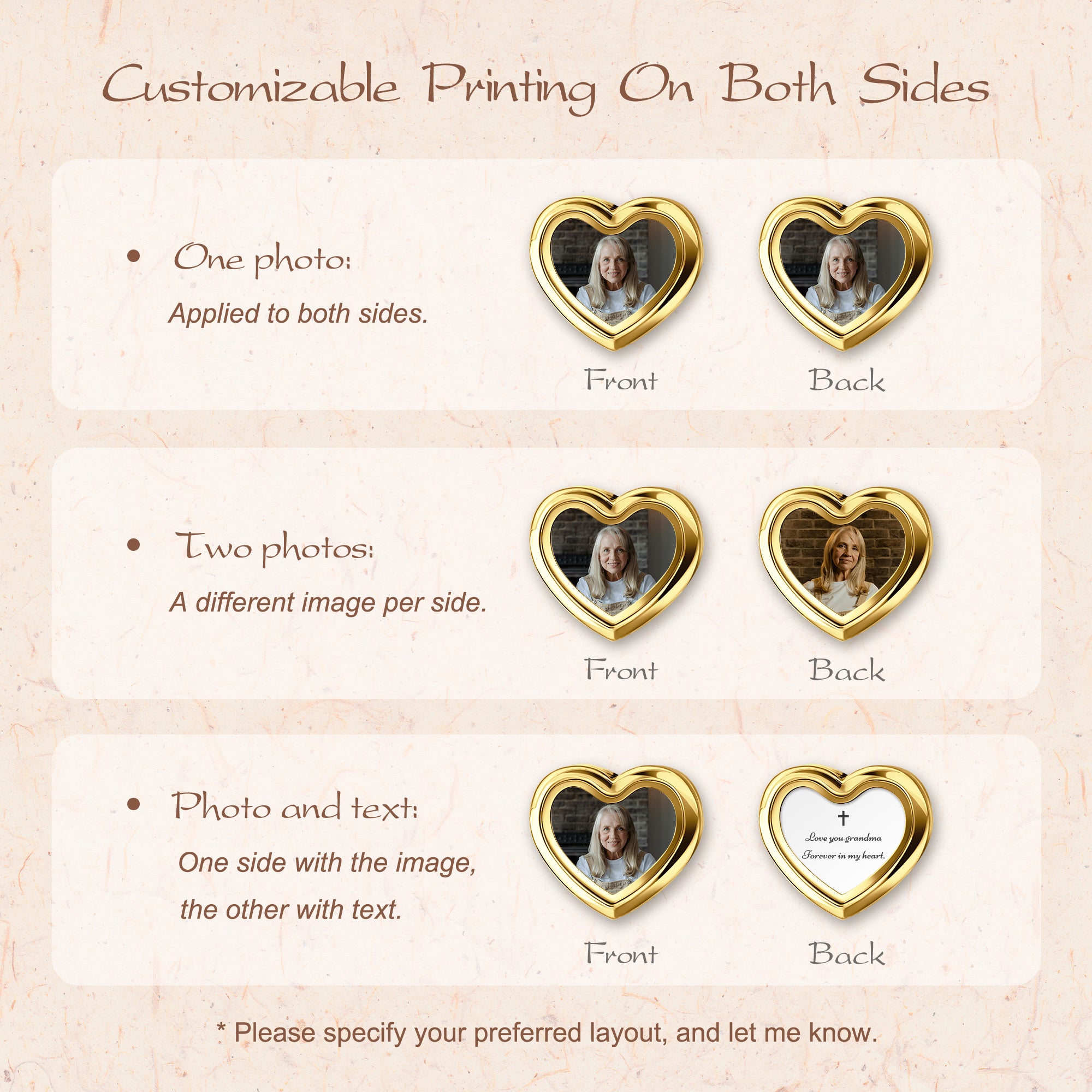 Glass Heart Photo Locket Brooch Pin