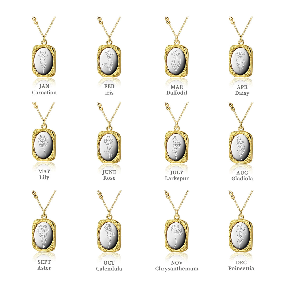 "To the Best Mother" Vintage Mirror Birth Flower Necklace