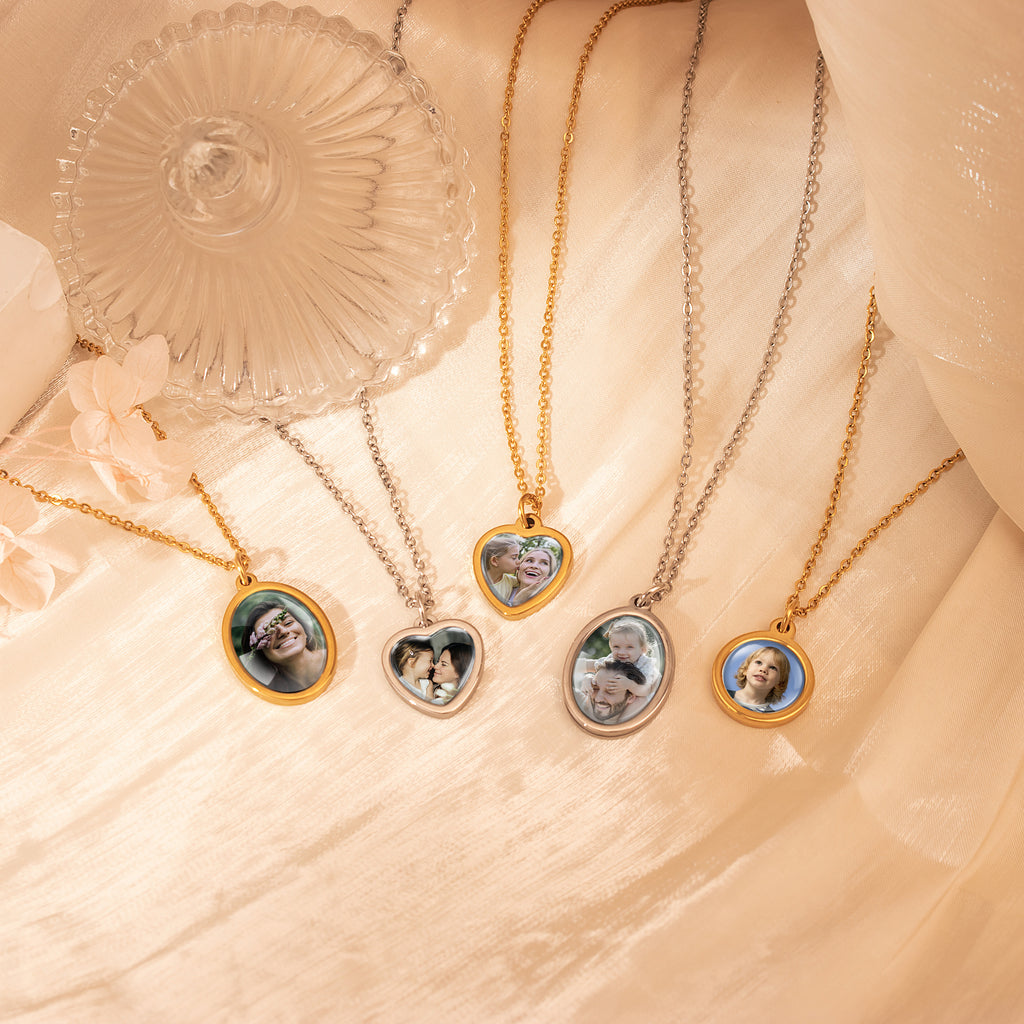Personalized Photo Pendant Necklace with Glass Dome Cab