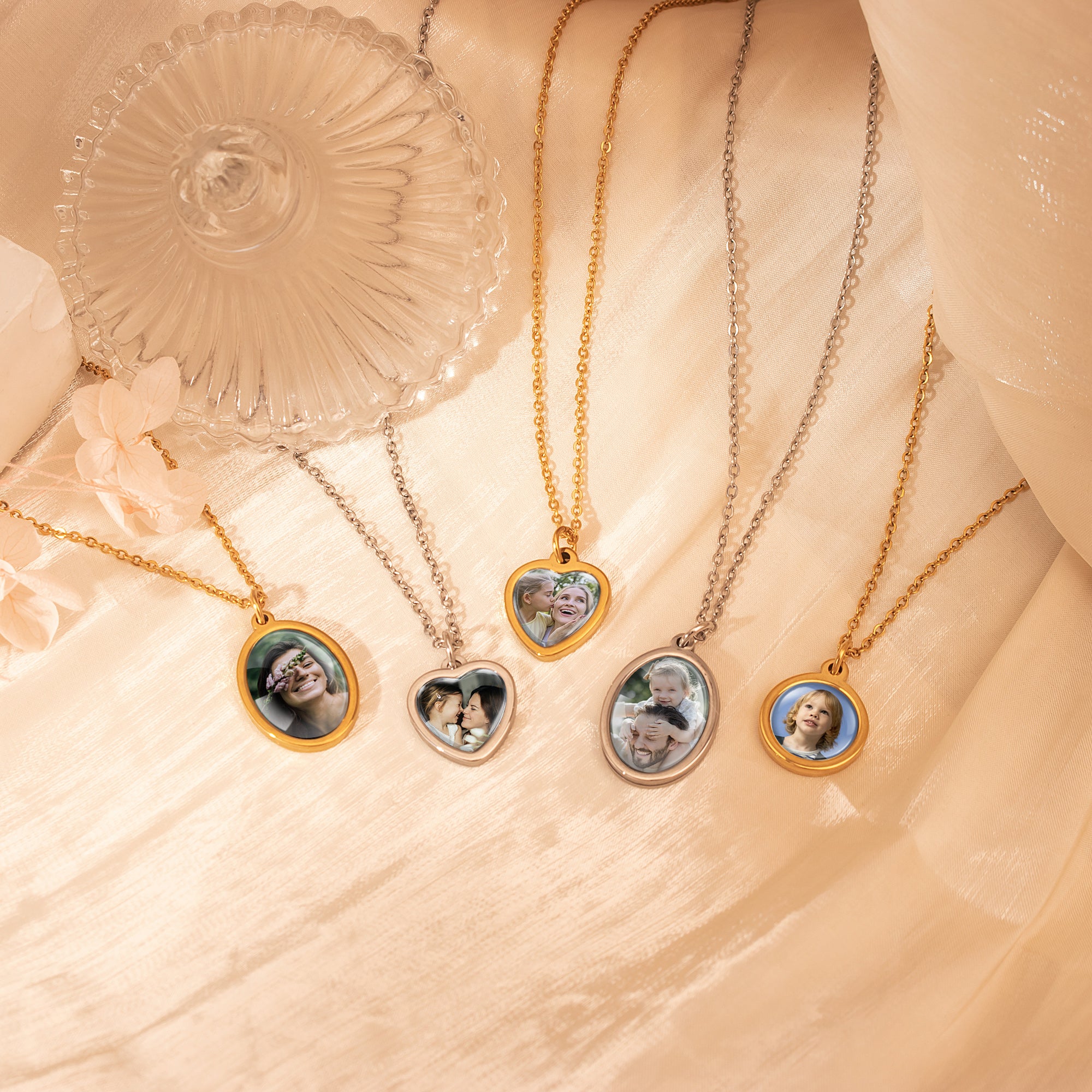 Personalized Photo Pendant Necklace with Glass Dome Cab