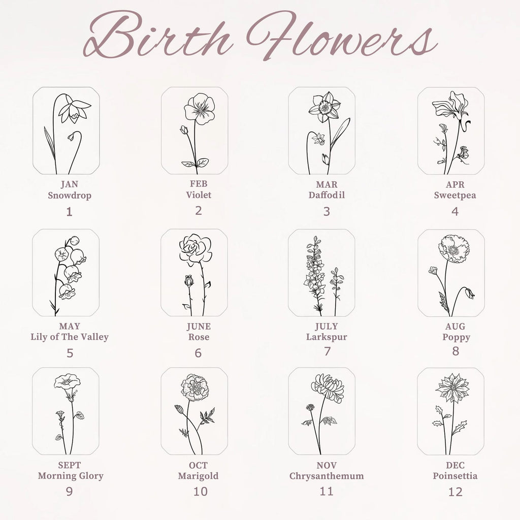 "To the Best Mother" Rectangle Birth Flower Necklace