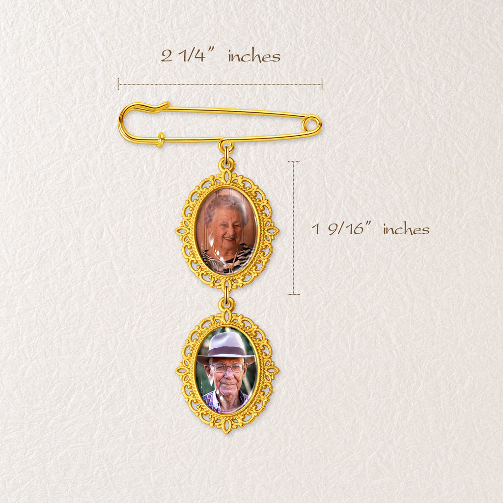 Vertical Wedding Oval Photo Brooch Pin