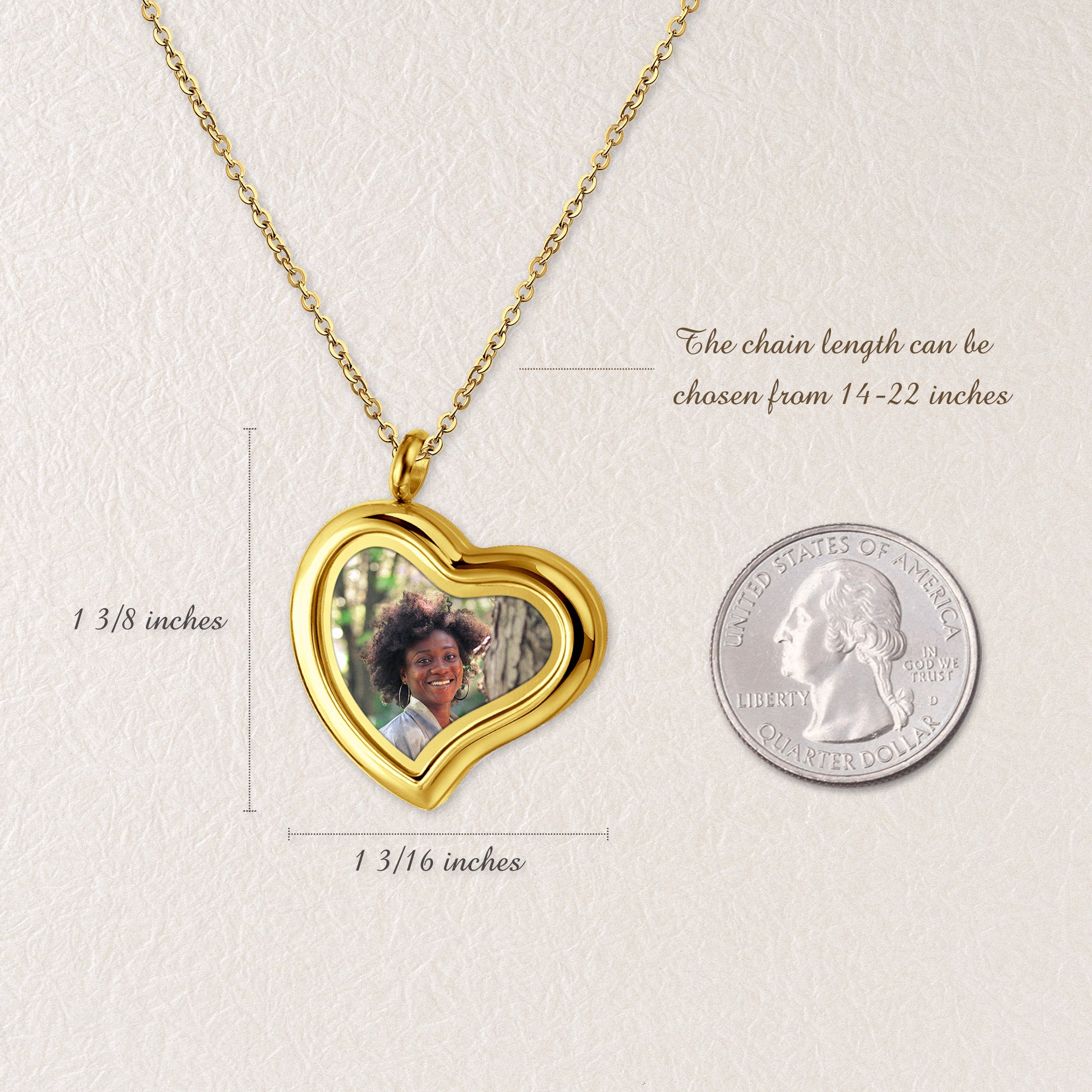 Glass Sideways Heart Photo Locket Necklace