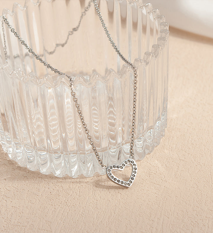 Custom Heart Necklace with Red Christmas Card Necklace