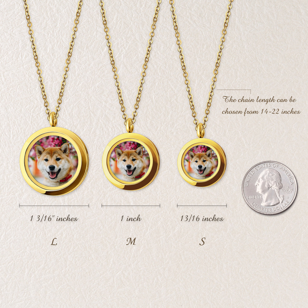 Glass Round Photo Locket Pet Necklace