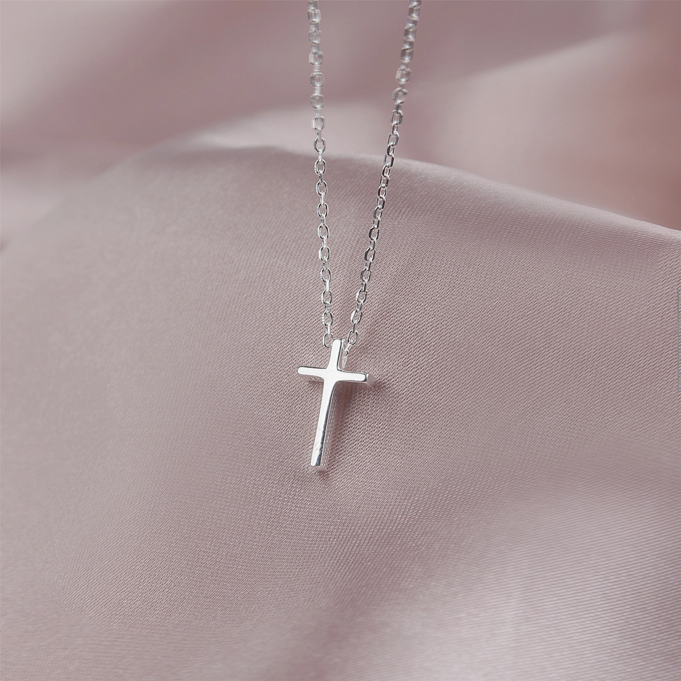 Custom Cross Necklace with Purple Card Necklace