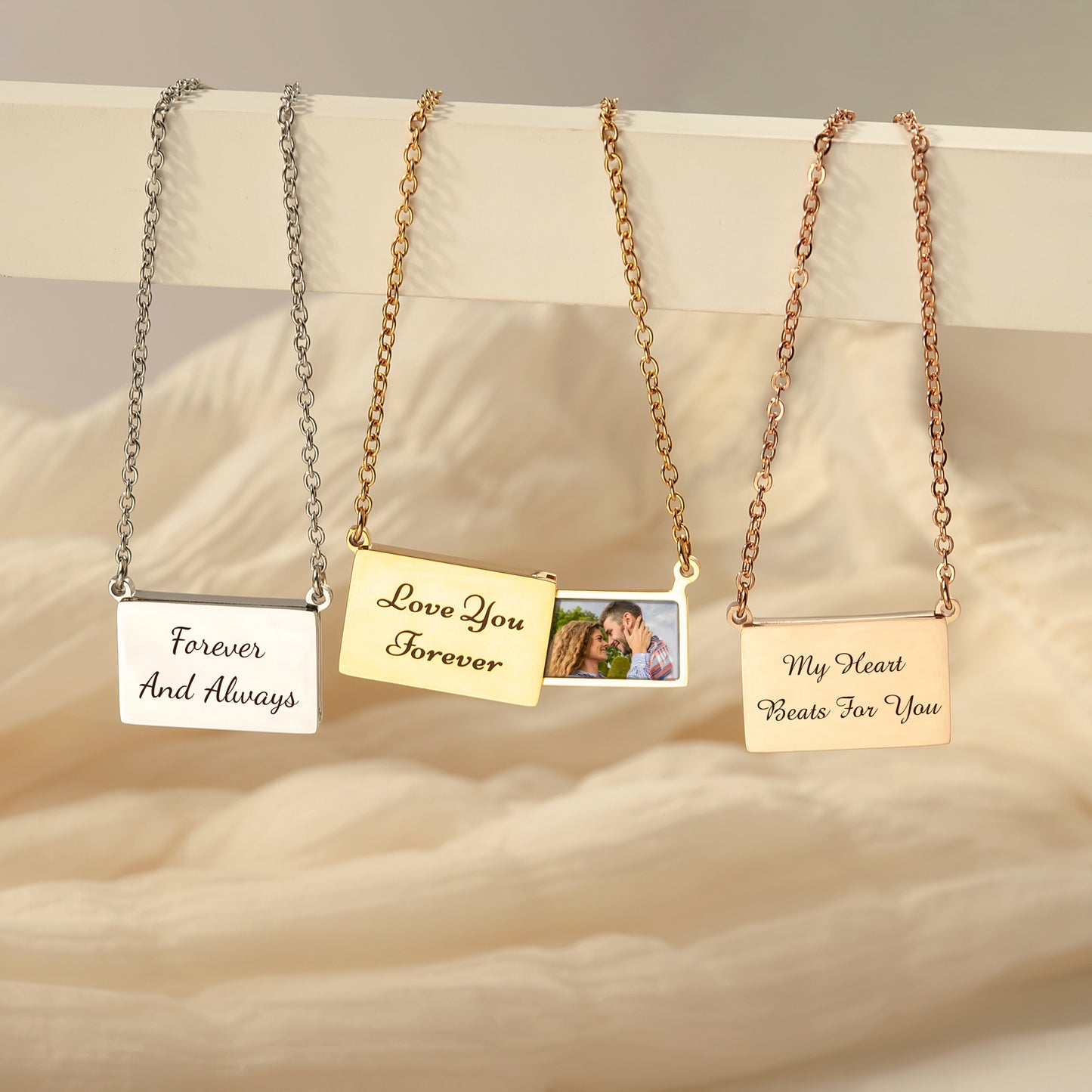 Personalized Couple's Hidden Photo Locket Necklace