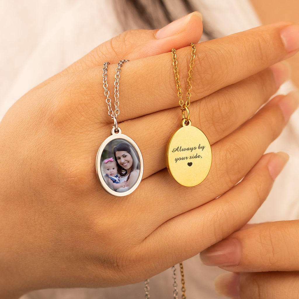 Personalized Photo Pendant Necklace with Glass Dome Cab