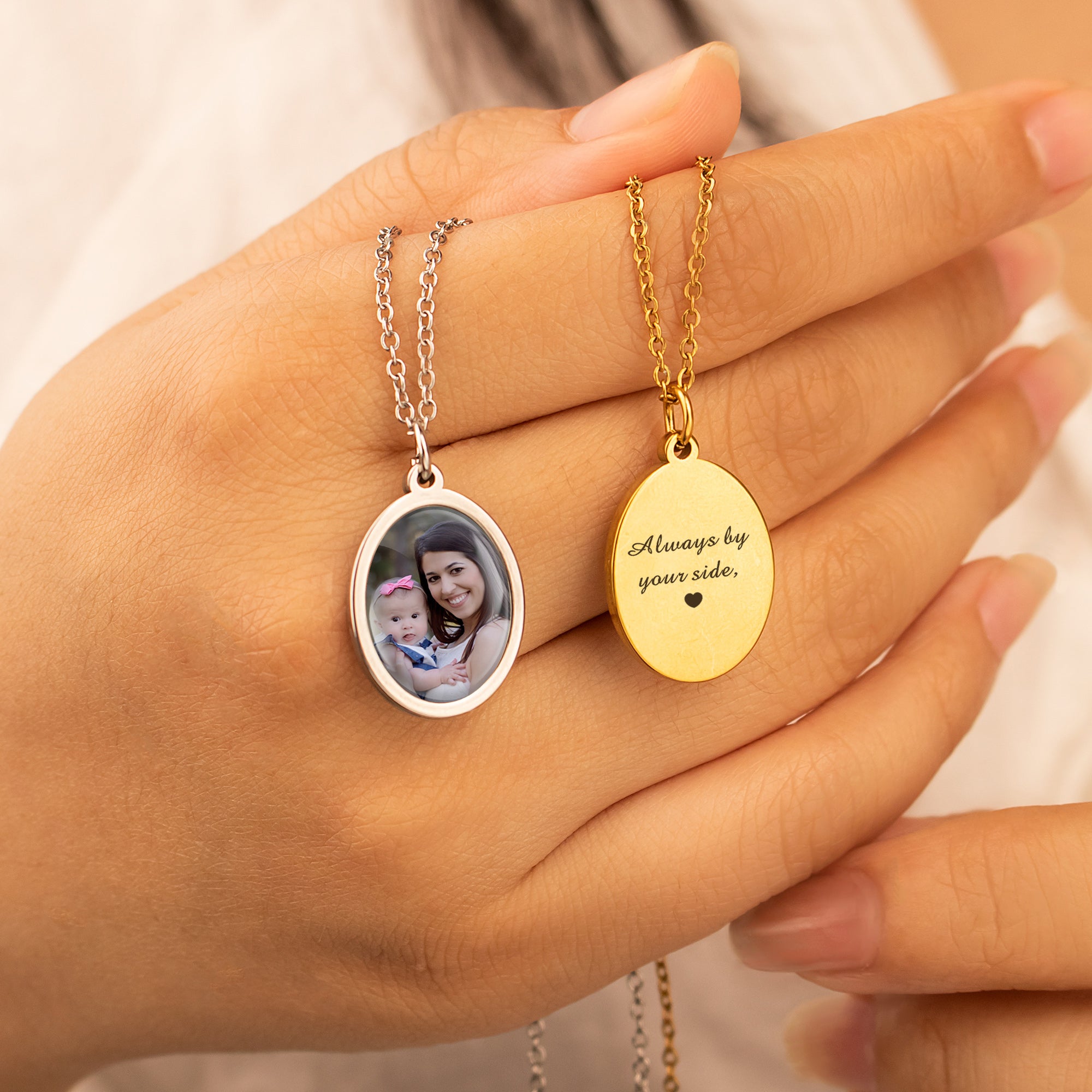 Personalized Photo Pendant Necklace with Glass Dome Cab