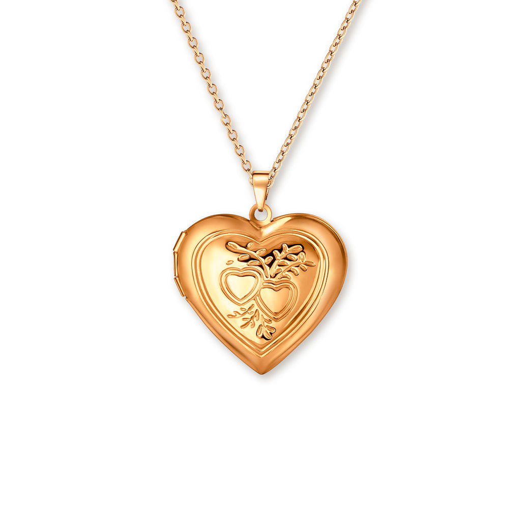 Double Hearts Photo Locket Necklace