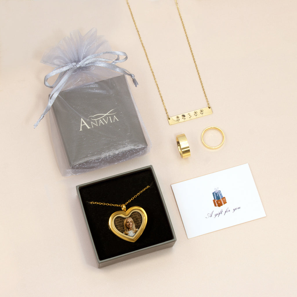 Glass Heart Photo Locket Necklace