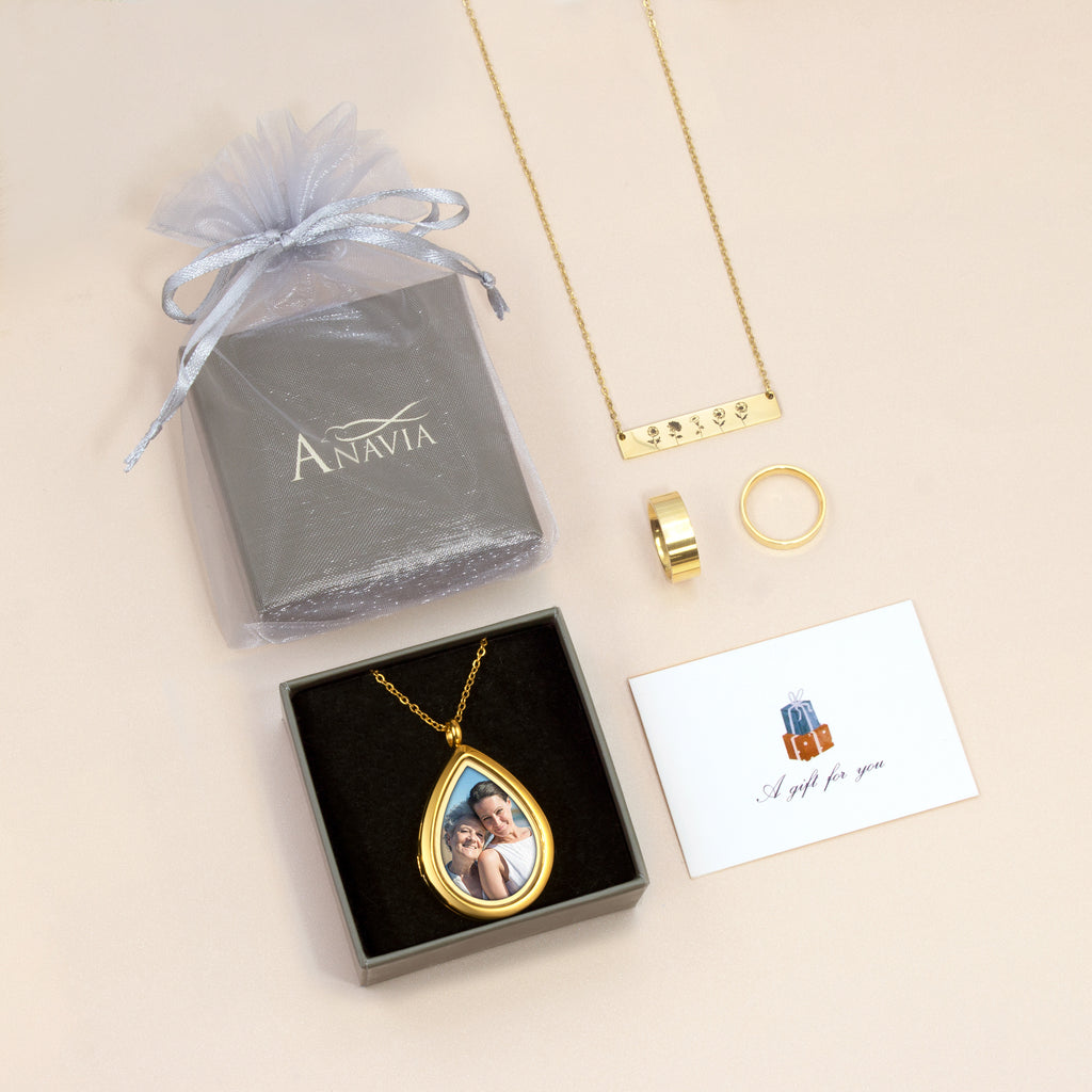 Teardrop Glass Photo Locket Necklace